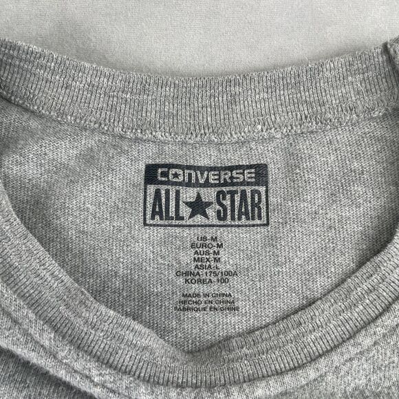 Converse All Star Shirt Men M Gray Chuck Taylor Classic Embroidered Tee Crewneck - Picture 3 of 9